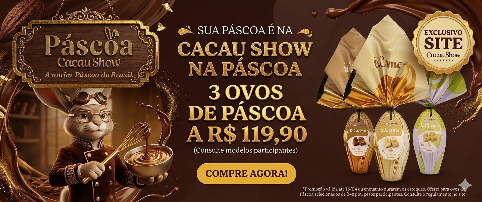 Kit 3 Ovos de Páscoa 348g - Cacau Show na Páscoa #PROMO