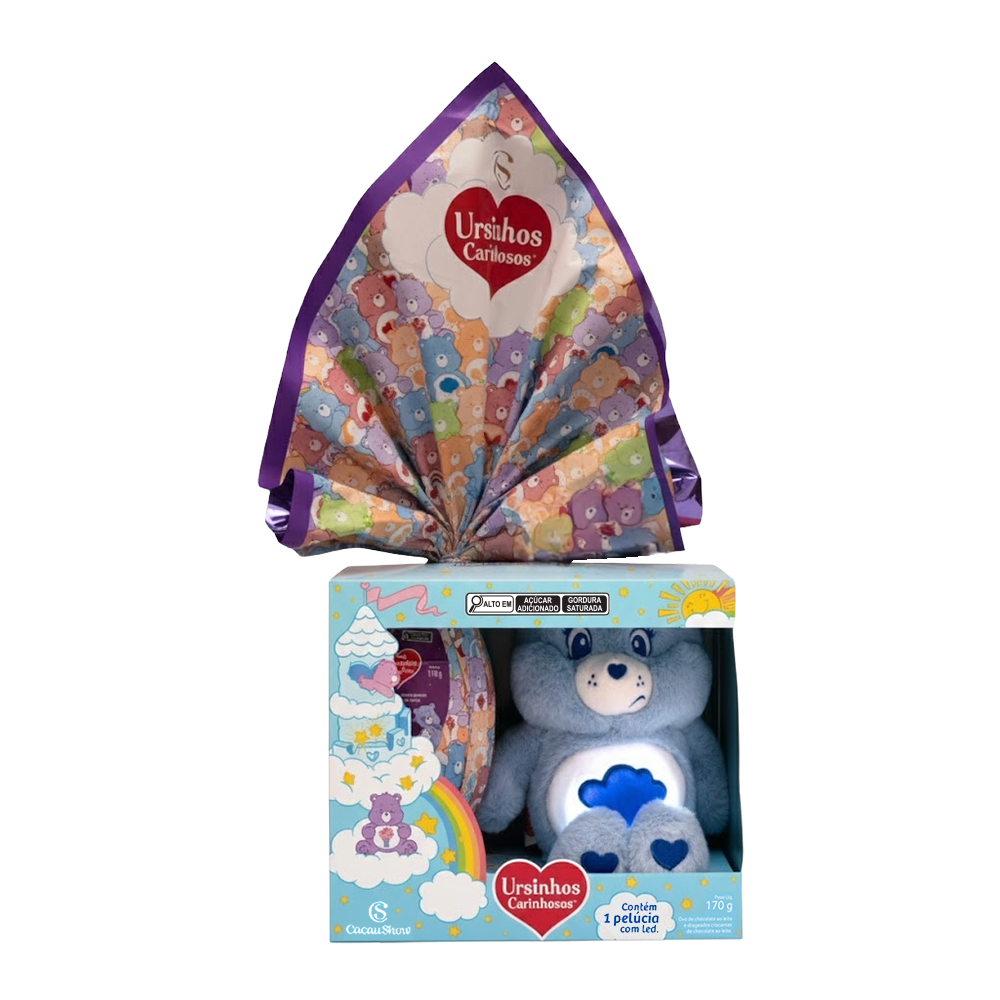 Ovo de P&aacute;scoa ao Leite Pel&uacute;cia Zangadinho com LED Ursinhos Carinhosos 170g, , large. image number 0