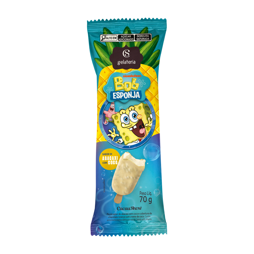 Sorvete Bob Esponja Abacaxi e Coco 70g, , large. image number 0