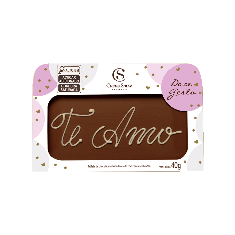 Tablete ao Leite Chocoarte Te Amo 40g, , large. image number 0