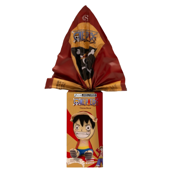 Ovo de P&aacute;scoa ao Leite Chaveiro Luffy One Piece 170g