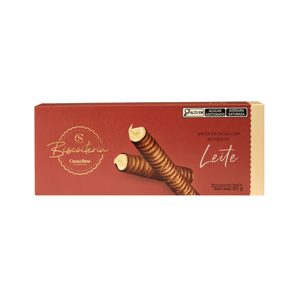 Wafer de Cacau Biscoiteria Recheio de Leite 80g, , large. image number 0