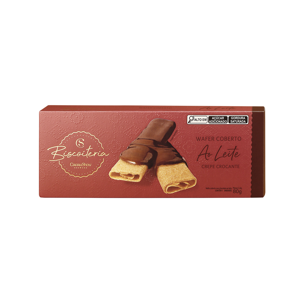 Wafer Biscoiteria Coberto ao Leite 80g, , large. image number 0