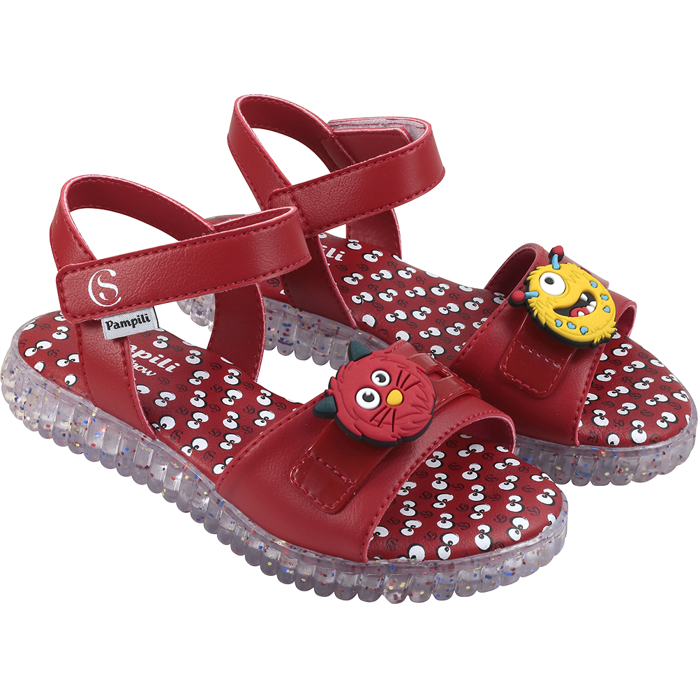 Sand&aacute;lia Infantil Pampili Chocomonstros Vermelha, , large. image number 0