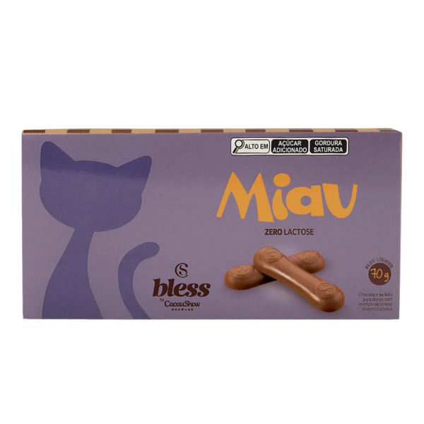 Tablete Miau Bless Zero Lactose ao Leite 70g
