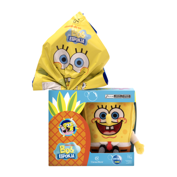 Ovo de P&aacute;scoa Pel&uacute;cia Bob Esponja 170g