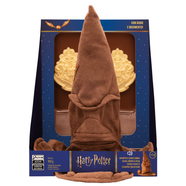 Tablete ao Leite Pel&uacute;cia Chap&eacute;u Seletor Harry Potter 160g