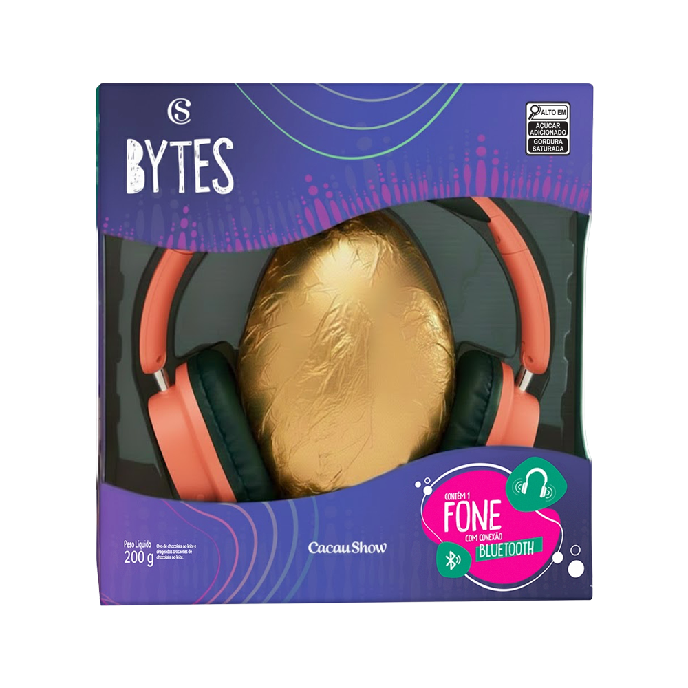 Ovo de P&aacute;scoa ao Leite Bytes Fone Coral 200g, , large. image number 0