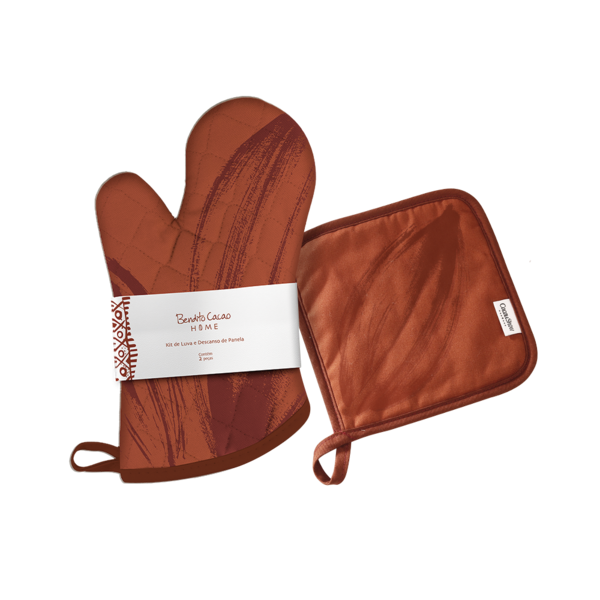 Kit Luva e Descanso de Panela Terracota Bendito Cacao