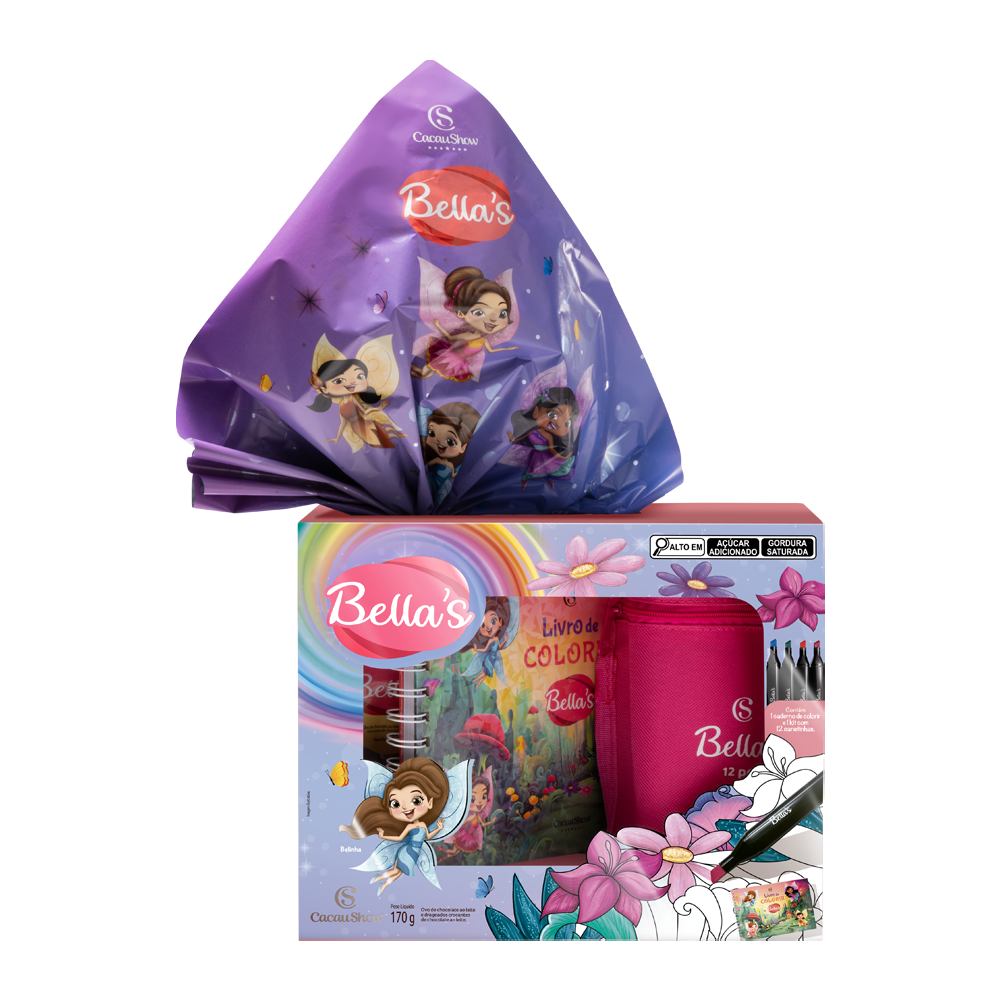 Ovo de P&aacute;scoa ao Leite Caderno e Canetas Bella's 170g, , large. image number 0