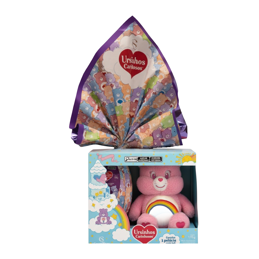 Ovo de P&aacute;scoa ao Leite Pel&uacute;cia Animadinha com LED Ursinhos Carinhosos 170g, , large. image number 0