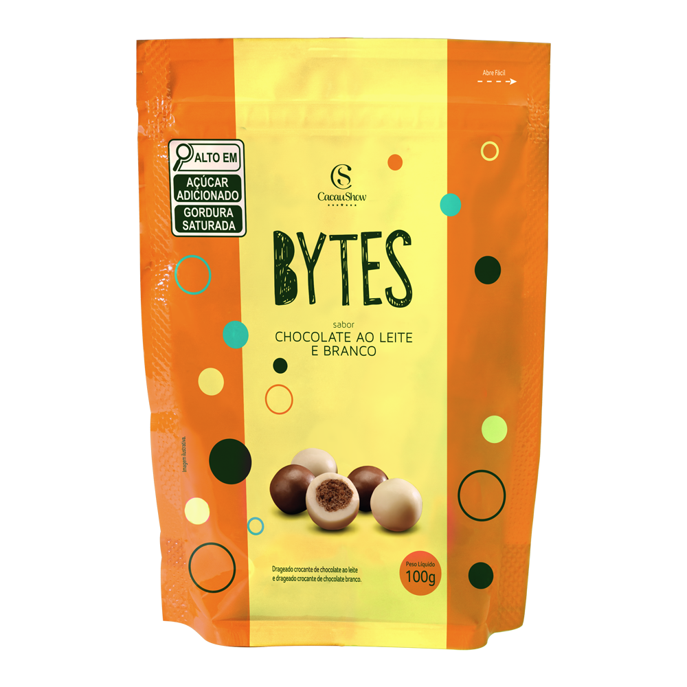 Drageado Bytes ao Leite e Branco 100g, , large. image number 0