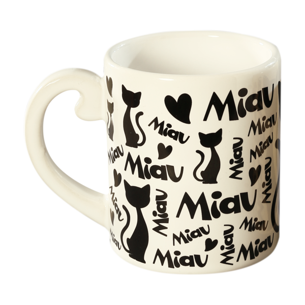 Caneca Miau Branca e Preta 300ml