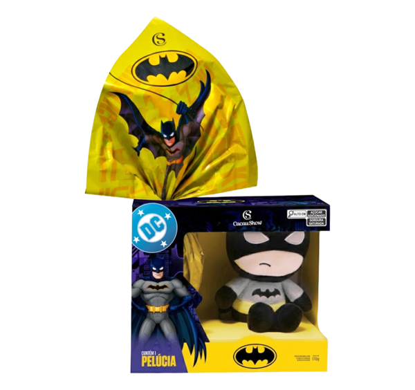 Ovo de P&aacute;scoa ao Leite Pel&uacute;cia Batman 170g