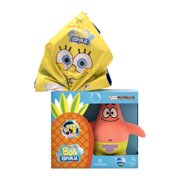 Ovo de P&aacute;scoa Pel&uacute;cia Patrick Bob Esponja 170g