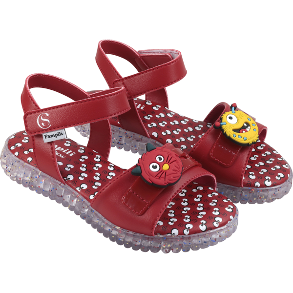 Sand&aacute;lia Infantil Pampili Chocomonstros Vermelha