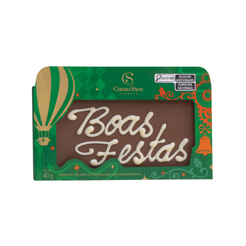 Tablete ao Leite Chocoarte Boas Festas 40g, , large. image number 0