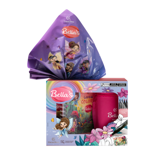 Ovo de P&aacute;scoa ao Leite Caderno e Canetas Bella's 170g