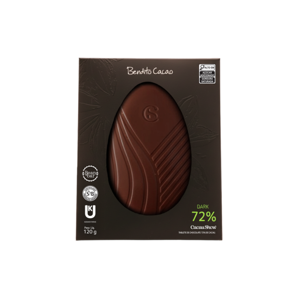 Tablete de P&aacute;scoa Bendito Cacao Vegano 72% 120g
